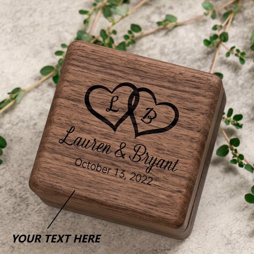 Custom Heart-Shaped Wooden Ring Box for Wedding Ceremonies